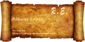 Rákosy Ervin névjegykártya